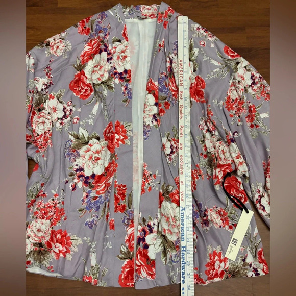 Kut From The Kloth Kimono Open Blouse Floral Boho Oversized Top NEW Size Large - Picture 5 of 12
